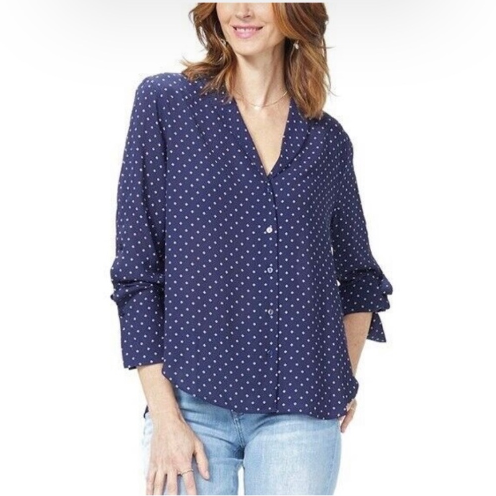 NWT NYDJ Sheer top. Size medium. Navy blue.